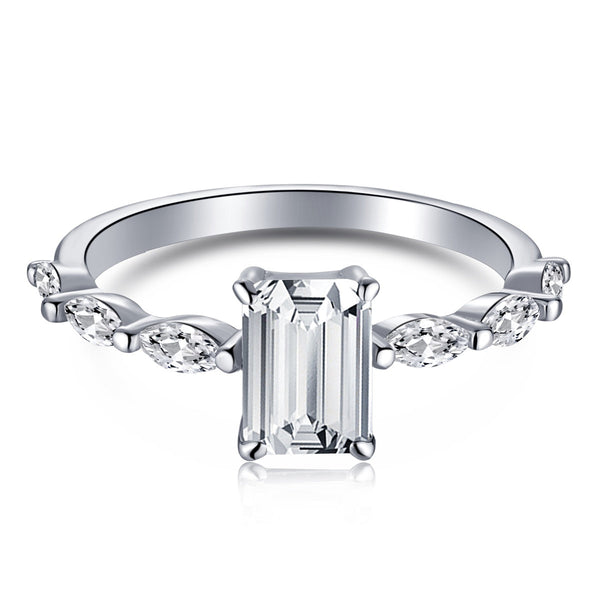 <oriell> 1,0 Karat zierlicher, strahlender Tagesring im Radiantschliff</oriell>