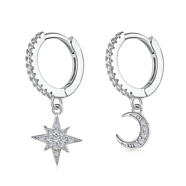 <oriell> Asymmetrische Ohrringe mit Stern und Mond</oriell>