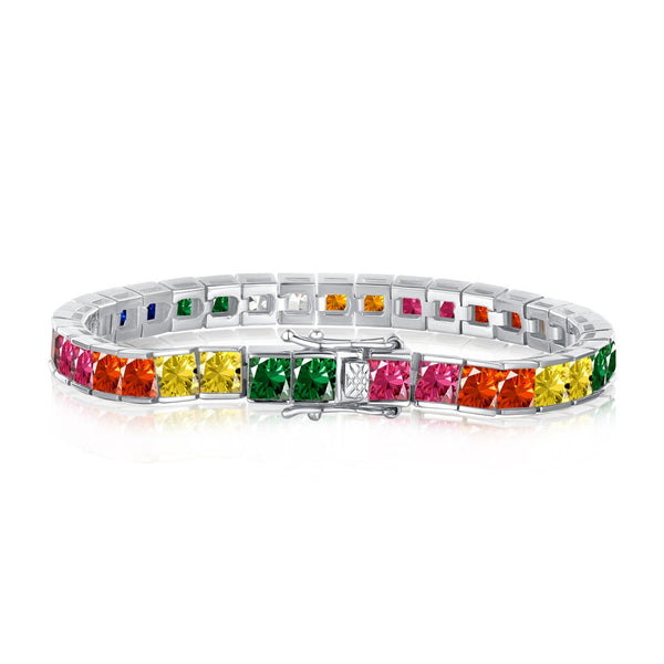 <oriell> Strahlend buntes Tennisarmband im Prinzessschliff</oriell>