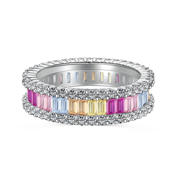 <oriell> Zierlicher Kaleidoskop-Tagesring im Smaragdschliff</oriell>